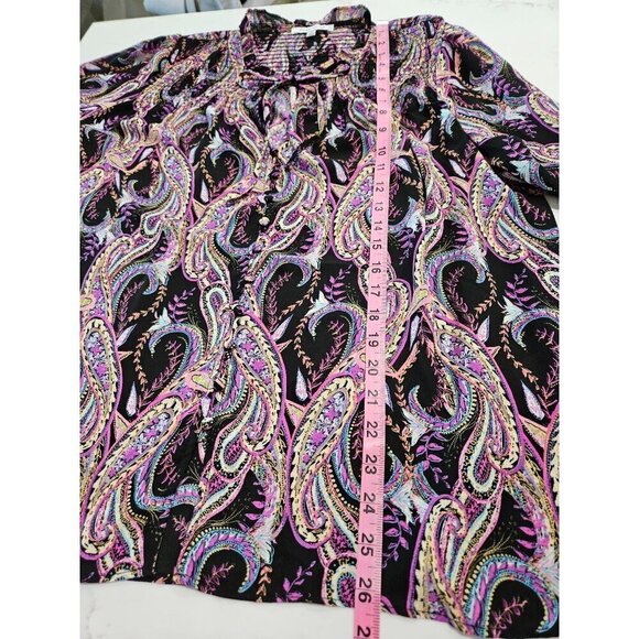 Rose + Olive Size XL Purple Paisley Blouse Top Long Sleeve Top Boho - Picture 8 of 11